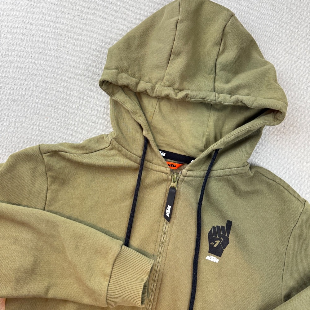 KTM Ready to Race Size XS Full Zip Hoodie Olive Green Motocross Graphic